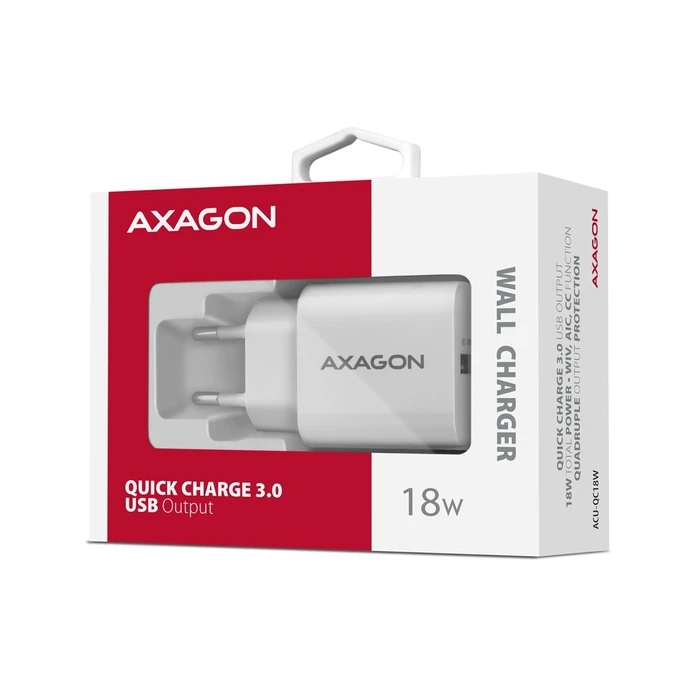 Φορτιστής Πρίζας Axagon Acu-Qc18w Qc Wall Charg Er 18w 1x Port Usb-A Wh