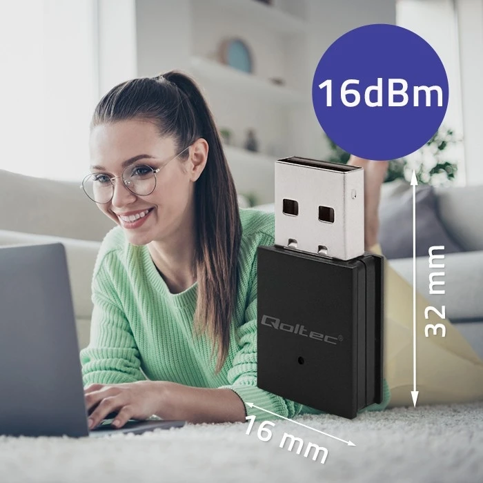 Αντάπτορας Δικτύου USB Qoltec WiFi,BT4.0,USB 600Mbps, wireless