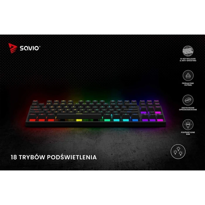 Gaming Πληκτρολόγιο Ενσύρματο Savio Rgb Tempest X2 Outemu Blue