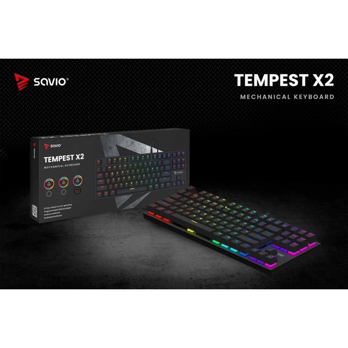 Gaming Πληκτρολόγιο Ενσύρματο Savio Rgb Tempest X2 Outemu Blue