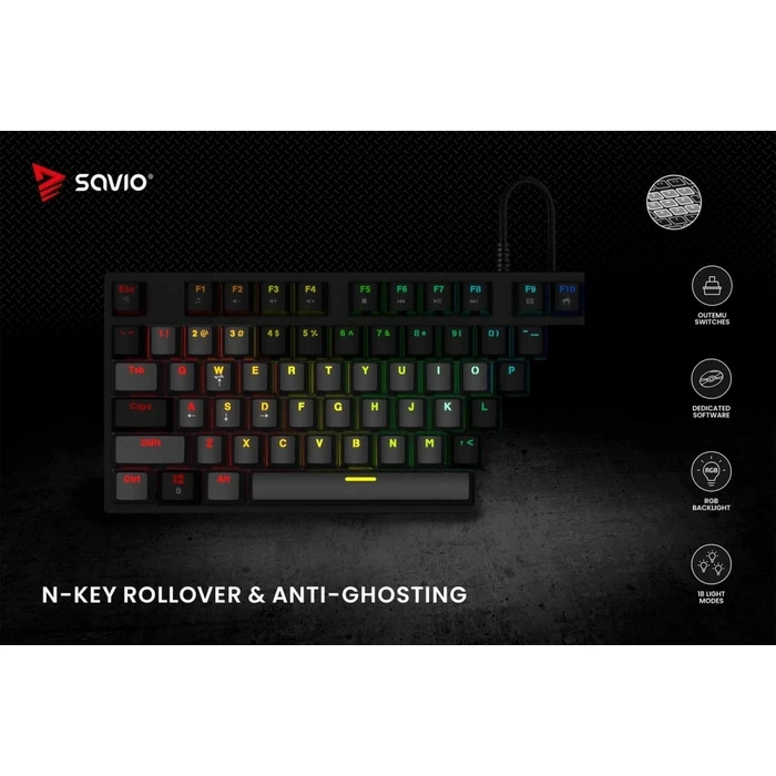 Gaming Πληκτρολόγιο Ενσύρματο Savio Rgb Tempest X2 Outemu Blue