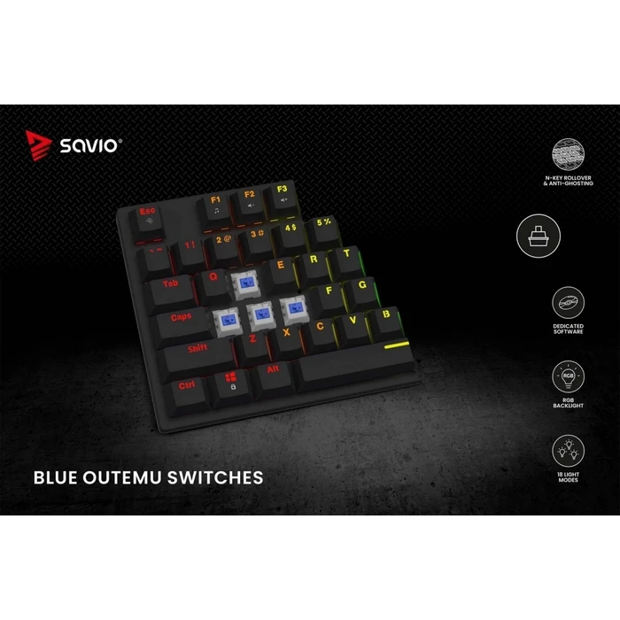Gaming Πληκτρολόγιο Ενσύρματο Savio Rgb Tempest X2 Outemu Blue