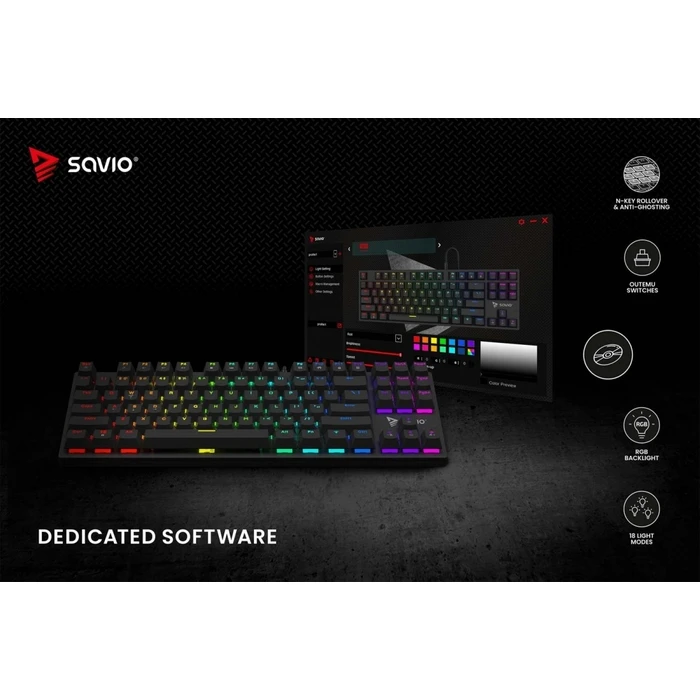 Gaming Πληκτρολόγιο Ενσύρματο Savio Rgb Tempest X2 Outemu Blue