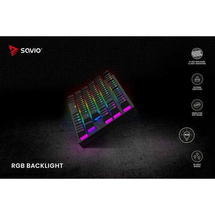 Gaming Πληκτρολόγιο Ενσύρματο Savio Rgb Tempest X2 Outemu Blue