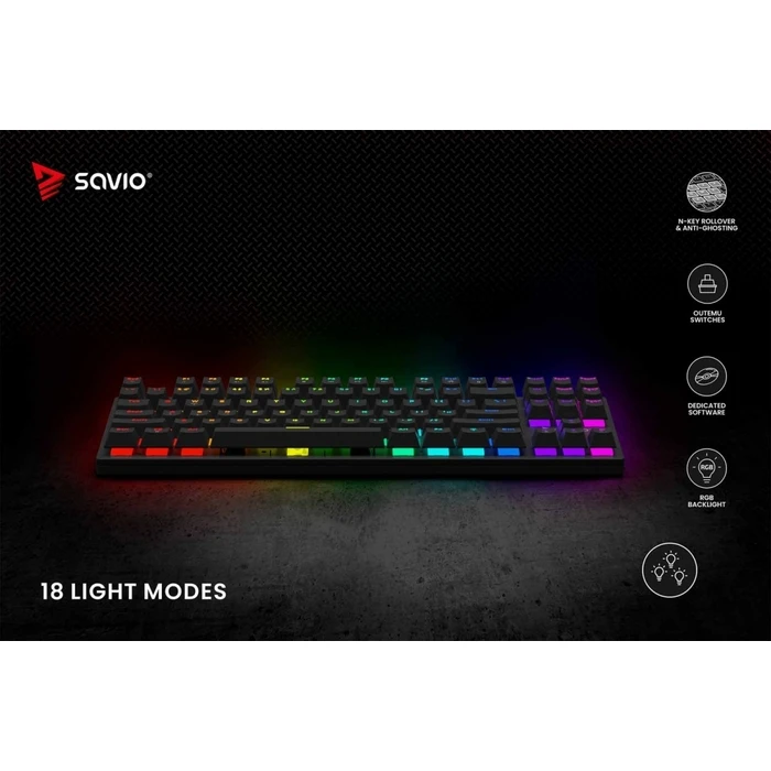 Gaming Πληκτρολόγιο Ενσύρματο Savio Rgb Tempest X2 Outemu Blue