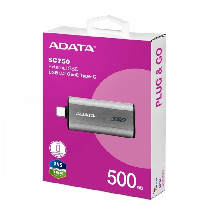 USB Flash Adata Sc750 500g Usb3.2c 1050/1000 Mb/S
