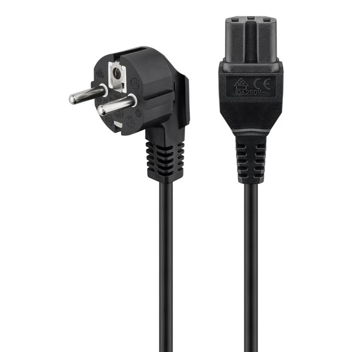 Καλώδιο Τροφοδοσίας Goobay 93277, γωνιακό, 0.75mm², 2m, μαύρο