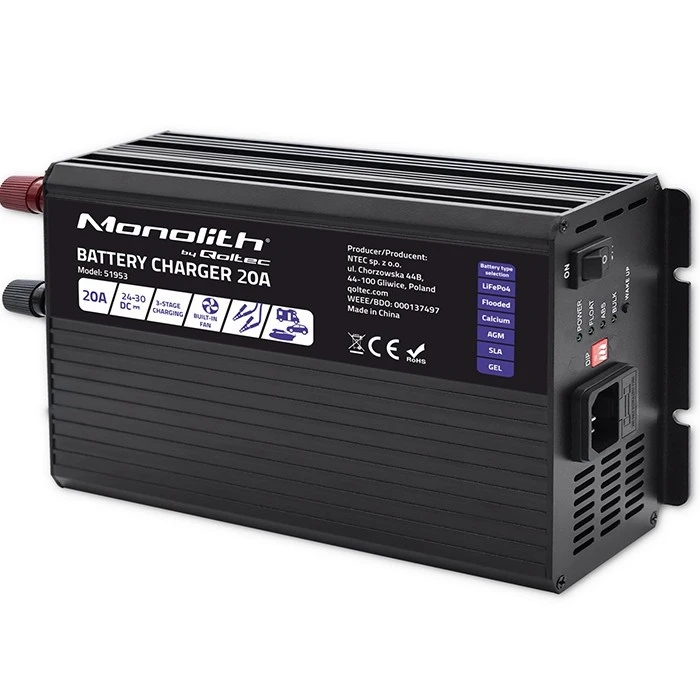 Φορτιστής Μπαταρίας Qoltec for LiFePO4 AGM GEL SLA batteries 20A