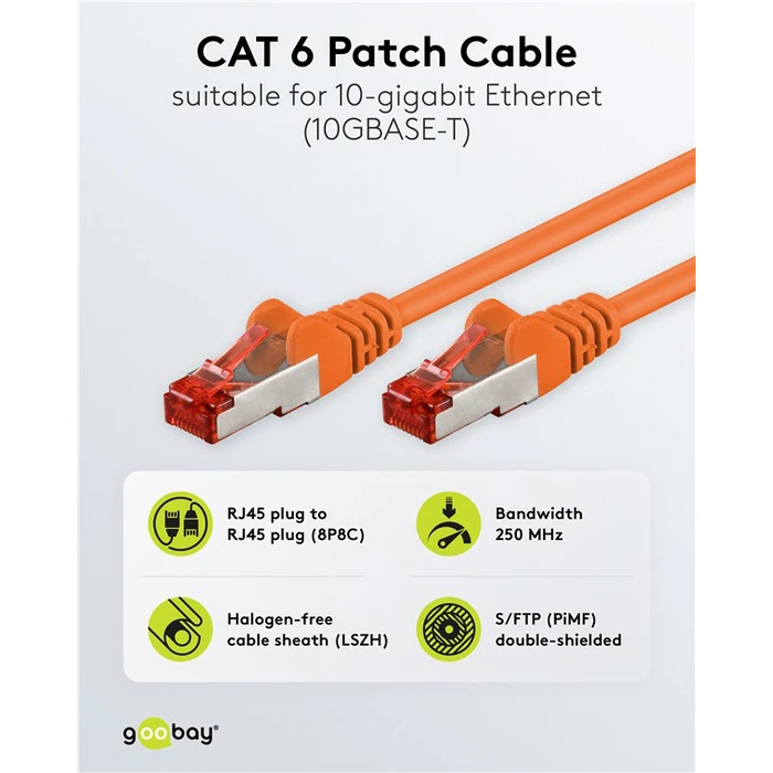 GOOBAY καλώδιο δικτύου CAT6 S/FTP 1m πορτοκαλί (93468)