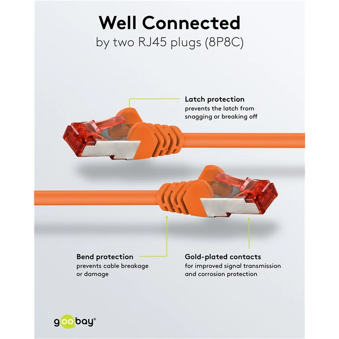GOOBAY καλώδιο δικτύου CAT6 S/FTP 1m πορτοκαλί (93468)