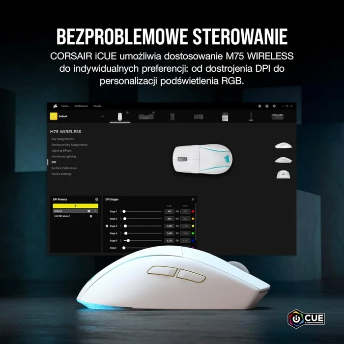 Ποντίκι Gaming Ασύρματο Corsair M75 White Rgb