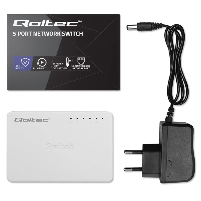 Network Switch Qoltec 5xRJ45 port 1000Mbps LAN