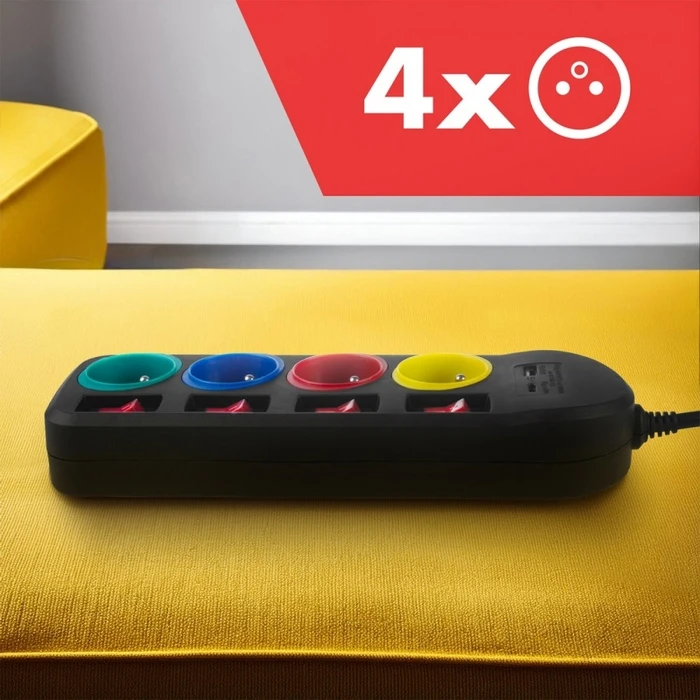 Πολύπριζο Maclean 4 Sockets 1,5m 1,5m Mce508 B