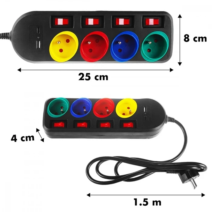 Πολύπριζο Maclean 4 Sockets 1,5m 1,5m Mce508 B