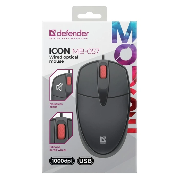 Ποντίκι Ενσύρματο Defender Silent Clic K Icon Mb-057 Black
