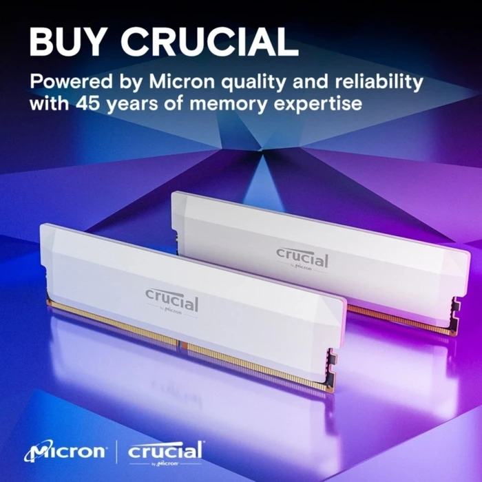 Μνήμη RAM Σταθερού DDR5 16GB Crucial Pro OC (1*16GB) CL38 White