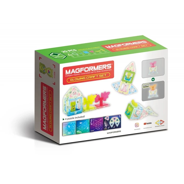 Παιχνίδι Κατασκευών Magformers Magnetic blocks Glowing Craft 20 pieces