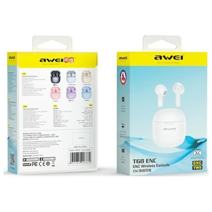 Bluetooth Handsfree Awei earphones 5.3 TWS ENC White