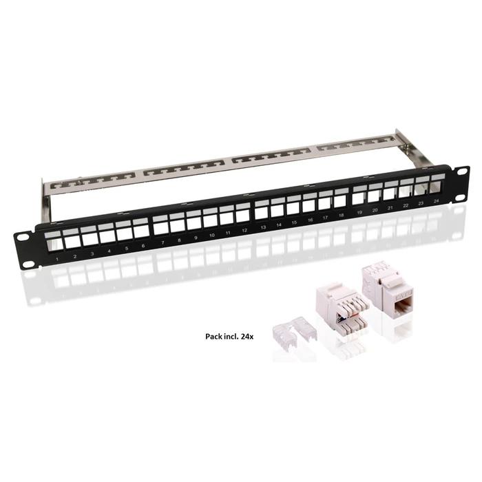 Patch Panel Goobay Keystone 95336 με 24 modules, 19"/1U, 24 ports, μαύρo