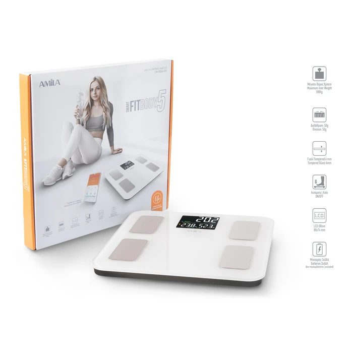 Ζυγαριά Μπάνιου Smart Amila με Λιπομέτρηση FITBODY 5