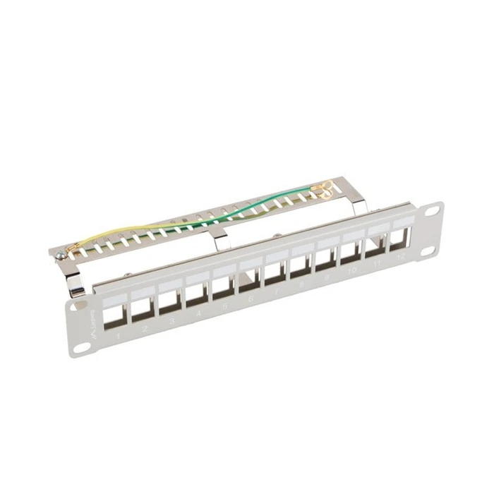 Patch Panel Lanberg 12 Port 1U 10 inch FTP for keystone modules, Gray