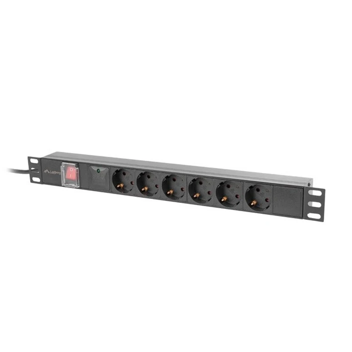 Πολύπριζο Lanberg PDU rack 19 inch 1U 16A 6x230V schuko 2m Black