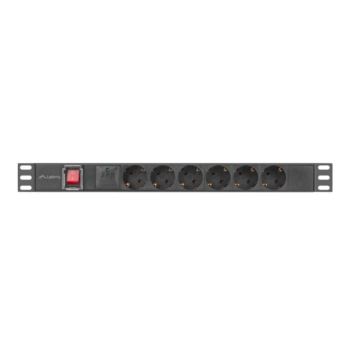 Πολύπριζο Lanberg PDU rack 19 inch 1U 16A 6x230V schuko 2m Black