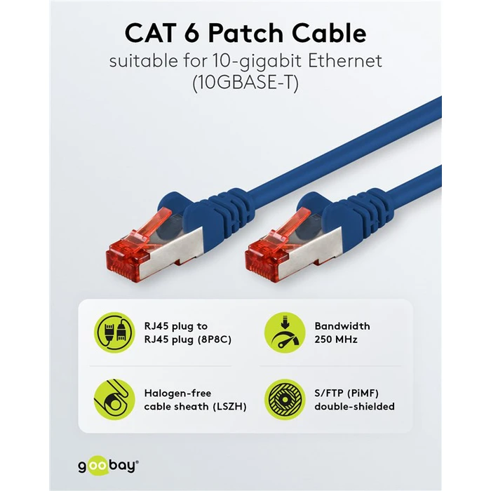 Goobay S/FTP Cat.6 (Gigabit) Καλώδιο Δικτύου Ethernet 1.5m Μπλε 95576