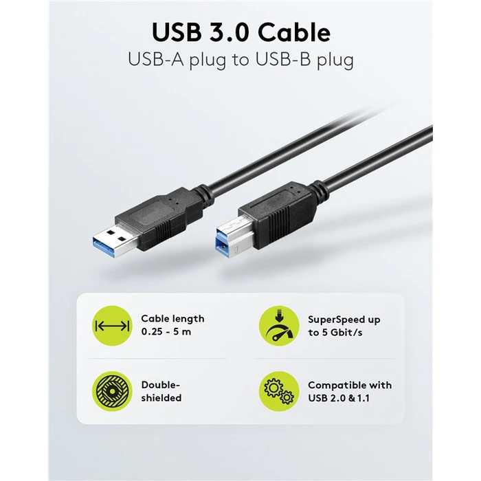 Goobay USB 3.0 Cable USB-A male - USB-B male Μαύρο 1m (95719)