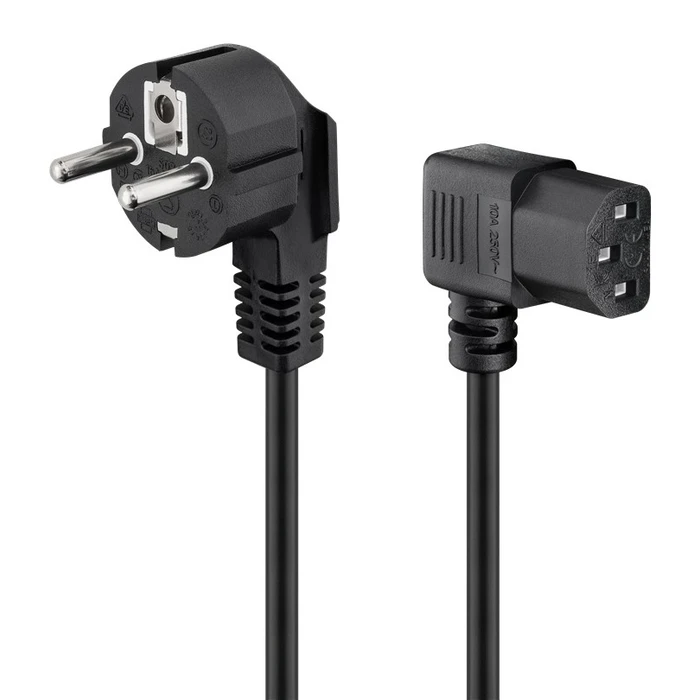 Καλώδιο Τροφοδοσίας Goobay 96042, γωνιακό, 0.75mm², 1.5m, μαύρο