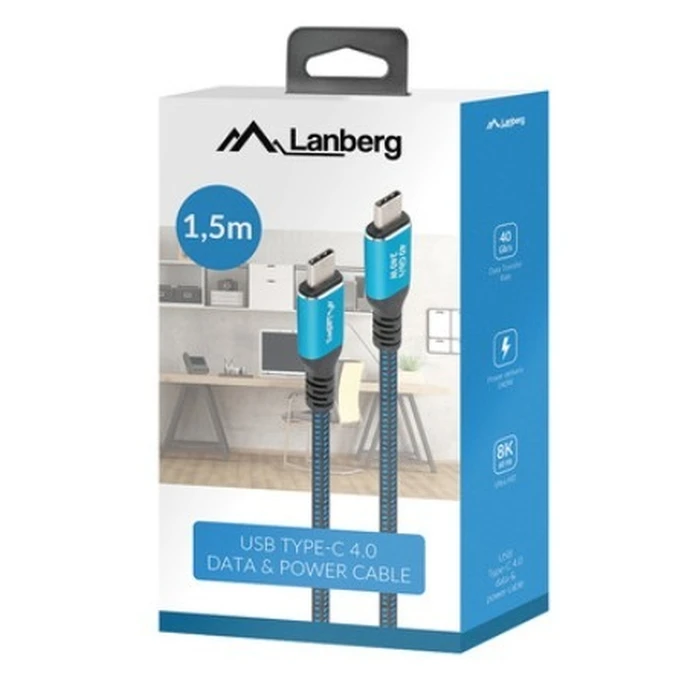 Καλώδιο USB Lanberg USB-C M/M USB4 1.5M 240W 60HZ black and blue