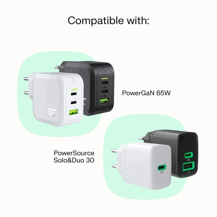 Καλώδιο USB Green Cell USB-C PowerStream 100W braid 1,2m White