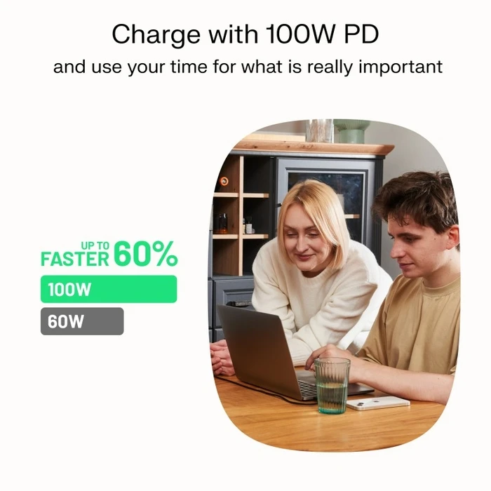 Καλώδιο USB Green Cell USB-C PowerFlex 100W silicone 1.2m Green