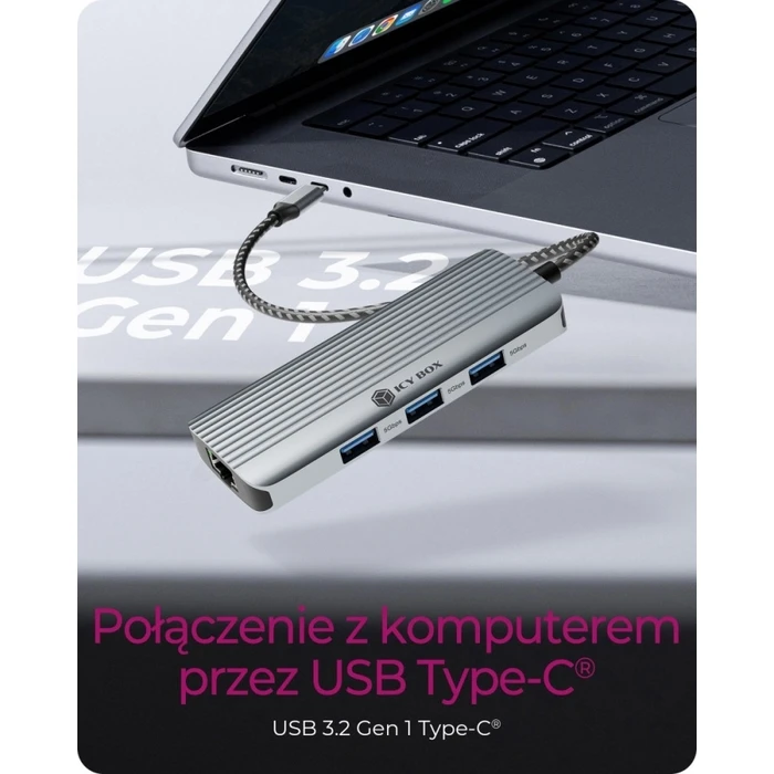 Docking Station Icy Box IB-DK4034a-CPD 6in1, HDMI,USB,PD,LAN