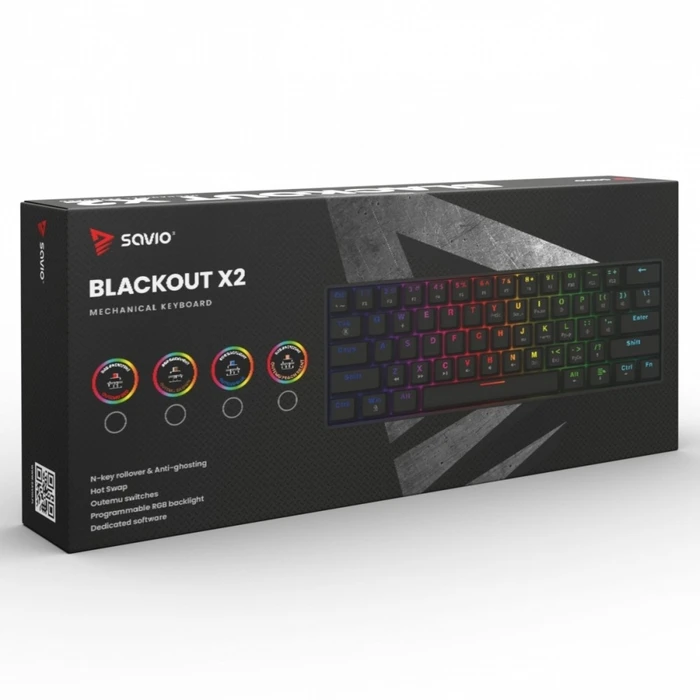 Gaming Πληκτρολόγιο Savio Mechanical Blackout X2 OUTEMU Blue, Hot Swap