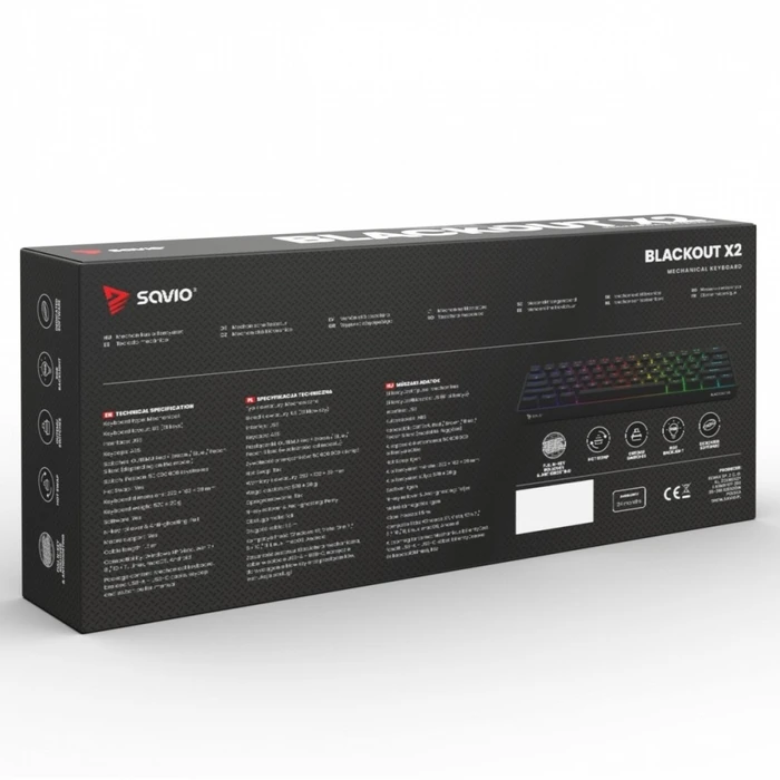 Gaming Πληκτρολόγιο Savio Mechanical Blackout X2 OUTEMU Blue, Hot Swap