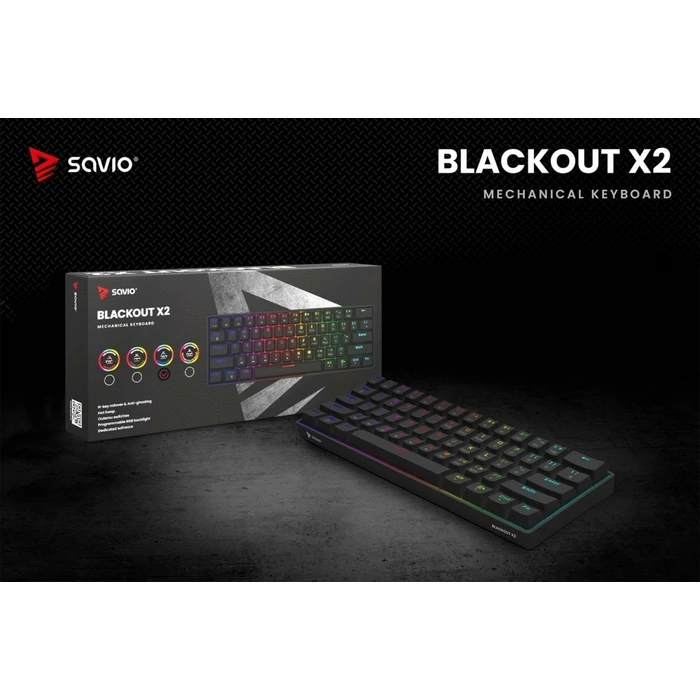 Gaming Πληκτρολόγιο Savio Mechanical Blackout X2 OUTEMU Blue, Hot Swap