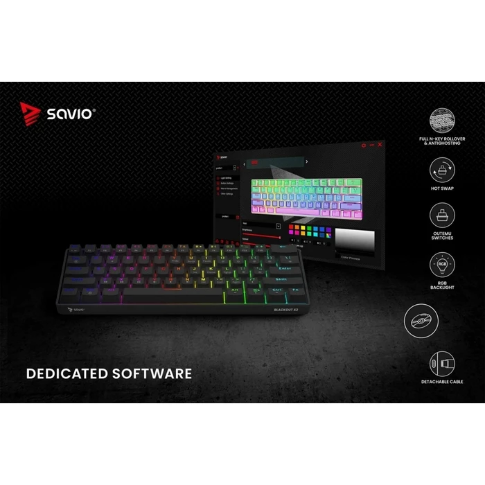 Gaming Πληκτρολόγιο Savio Mechanical Blackout X2 OUTEMU Blue, Hot Swap