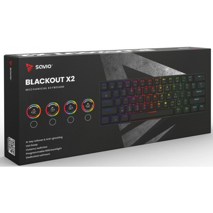 Gaming Πληκτρολόγιο Savio Mechanical Blackout X2 OUTEMU Brown, Hot Swap