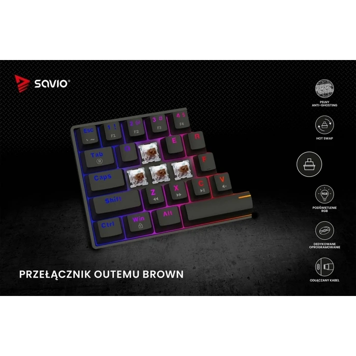 Gaming Πληκτρολόγιο Savio Mechanical Blackout X2 OUTEMU Brown, Hot Swap