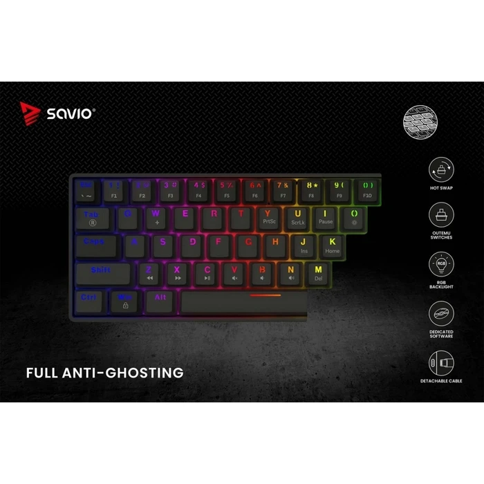 Gaming Πληκτρολόγιο Savio Mechanical Blackout X2 OUTEMU Brown, Hot Swap
