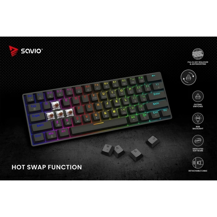 Gaming Πληκτρολόγιο Savio Mechanical Blackout X2 OUTEMU Brown, Hot Swap