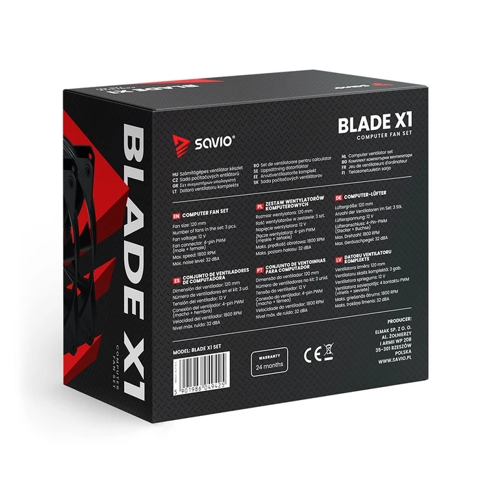 Case Fan 12cm Savio FAN SET BLADE