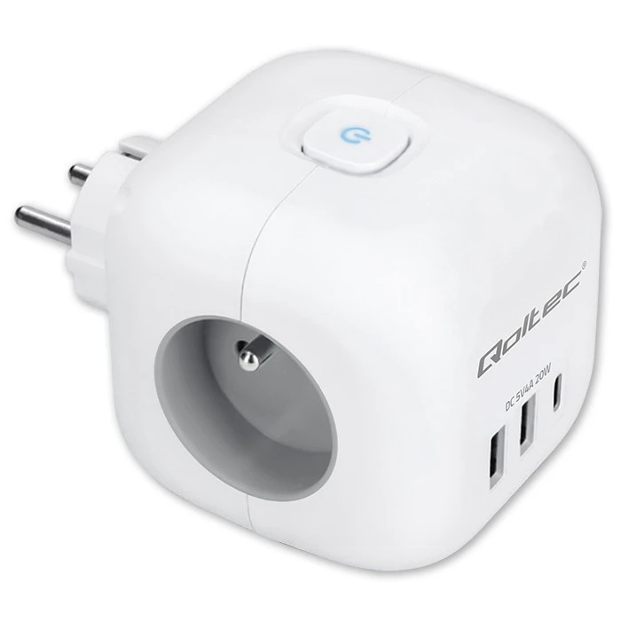 Πολύπριζο Qoltec Power cube 6in1 extension cord 3xAC USB
