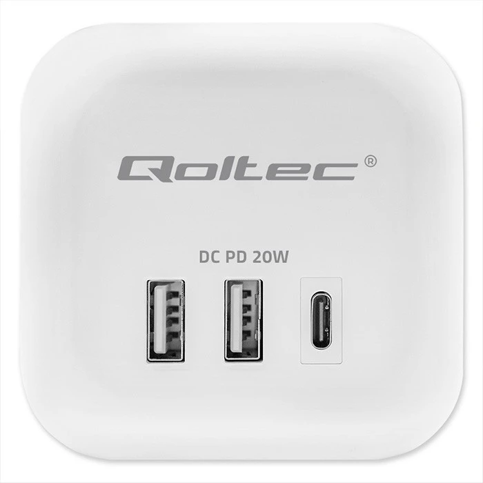 Πολύπριζο Qoltec Power cube 6in1 extension cord 3xAC USB