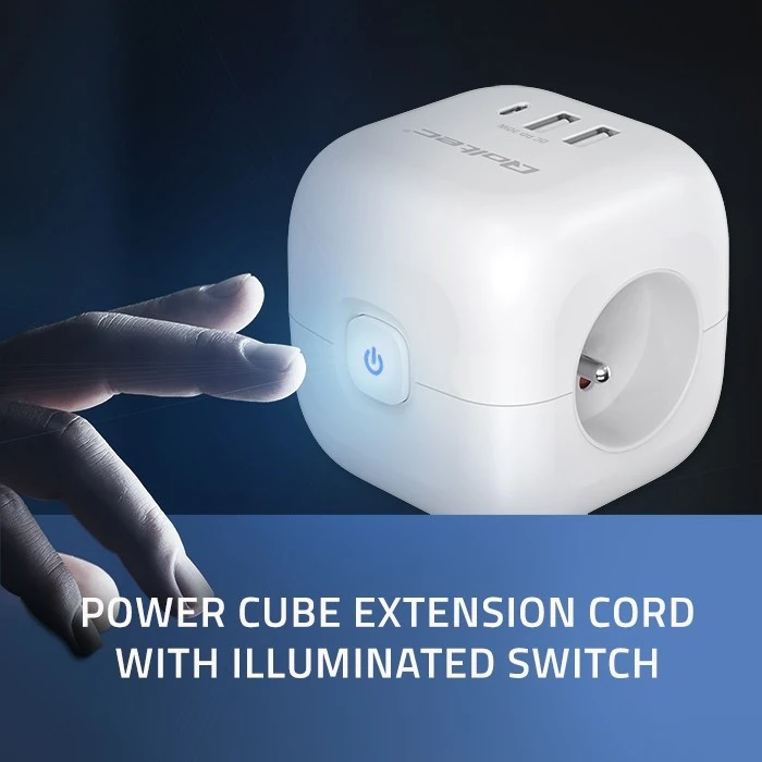 Πολύπριζο Qoltec Power cube 6in1 extension cord 3xAC USB