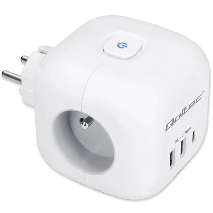 Πολύπριζο Qoltec Power cube 6in1 extension cord 3xAC USB