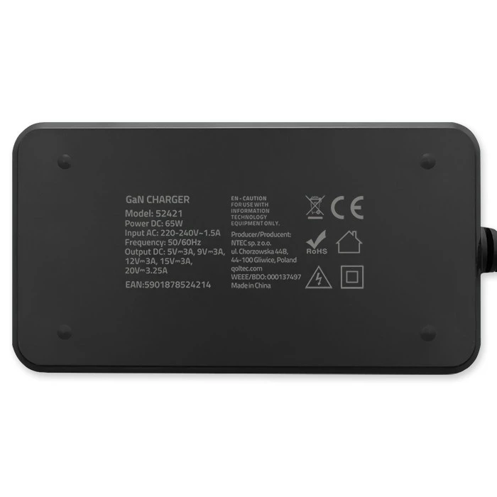 Φορτιστής Laptop Qoltec 65W PD 5V 20V 3.25A USB-C 3.1