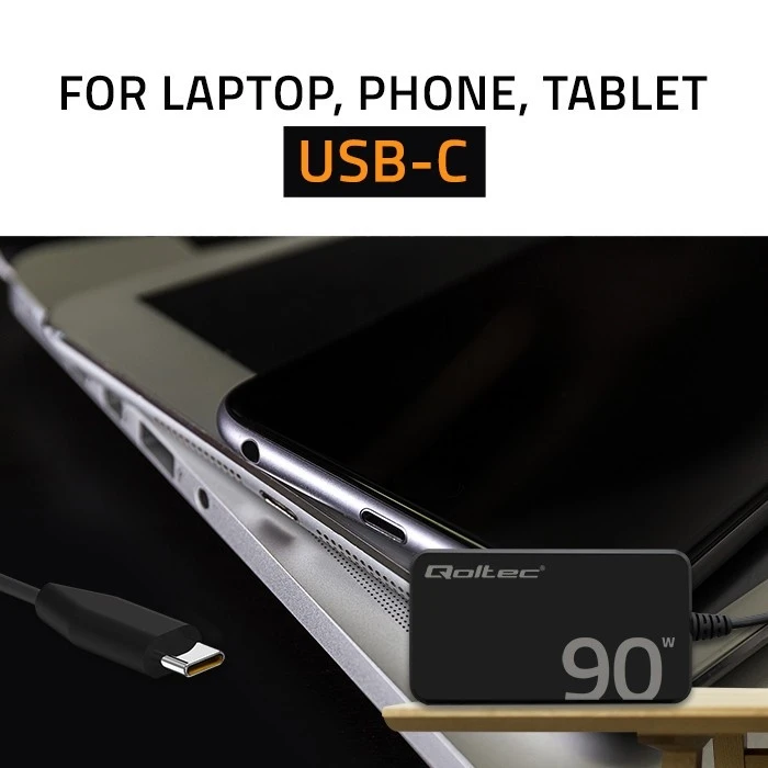 Φορτιστής Laptop Qoltec 90W PD 5V 20V 4.5A USB-C 3.1