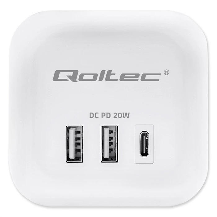 Πολύπριζο Qoltec Power cube 6in1 3x AC 2x USB 1x USB-C PD 20W